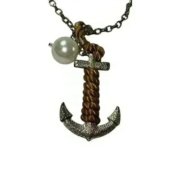 Anchor Necklace with faux pearl - Picture 1 of 2
